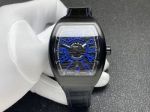 AB Factory Franck Muller Vanguard V45 Black Ceramic Blue Arabic Dial Replica Watch